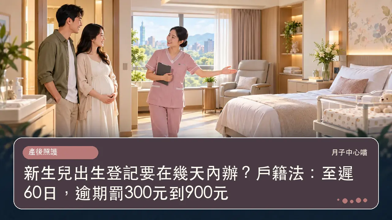 新生兒出生登記要在幾天內辦?戶籍法:至遲60日,逾期罰300元到900元主題插畫