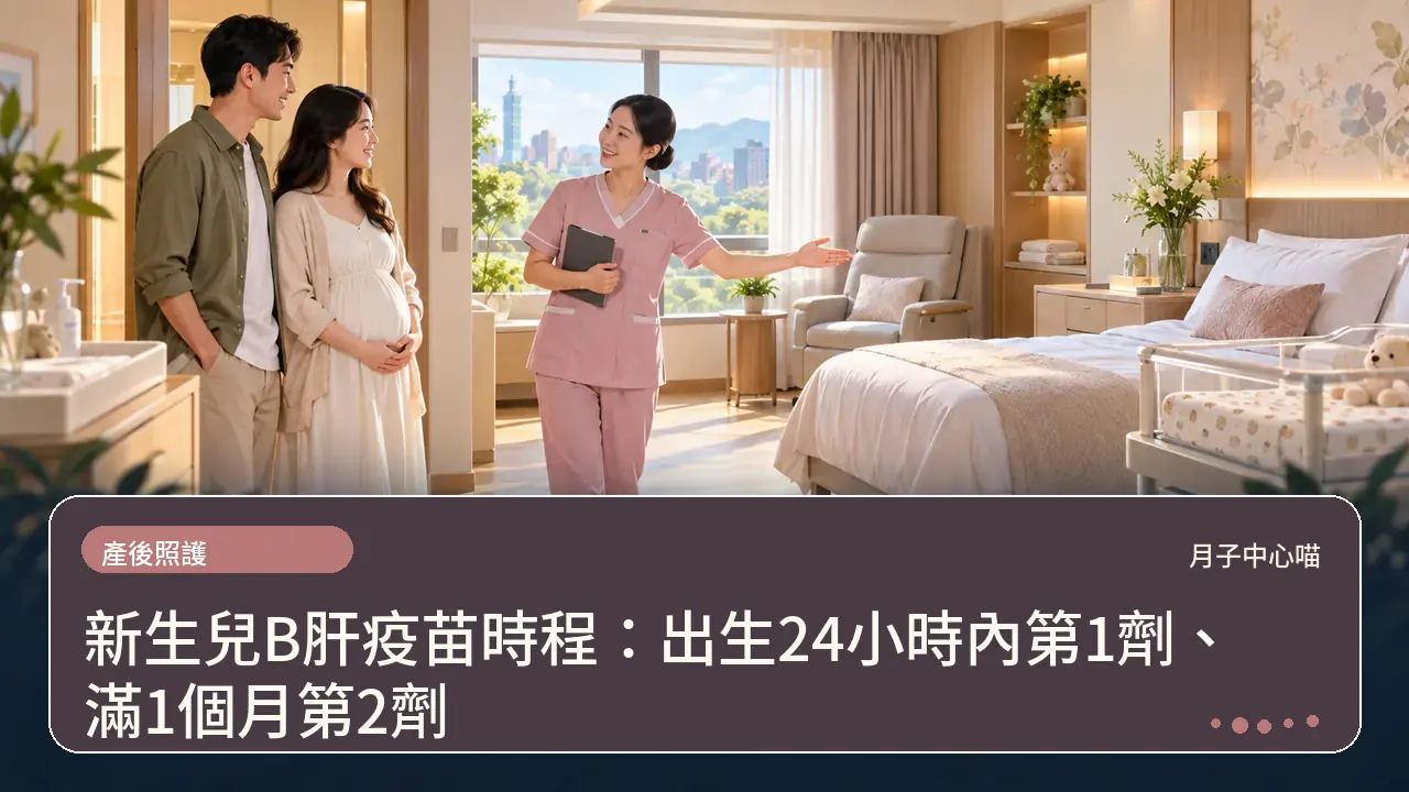 新生兒B肝疫苗時程：出生24小時內第1劑、滿1個月第2劑主題插畫