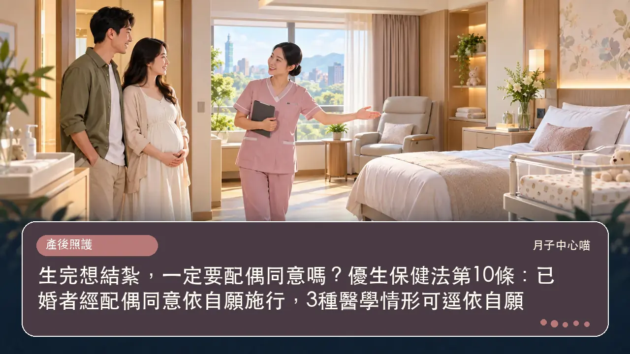 生完想結紮,一定要配偶同意嗎?優生保健法第10條:已婚者經配偶同意依自願施行,3種醫學情形可逕依自願主題插畫